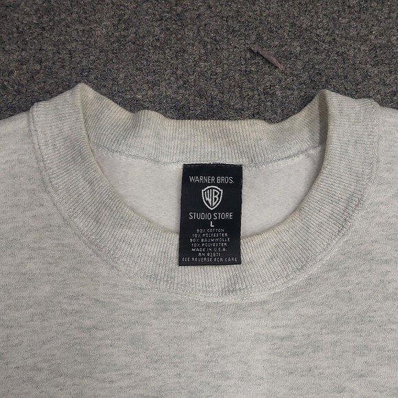 Vintage 1995 Warner Bros Studio Store Heather Gray Taz Sweatshirt Size Large - Picture 3 of 7